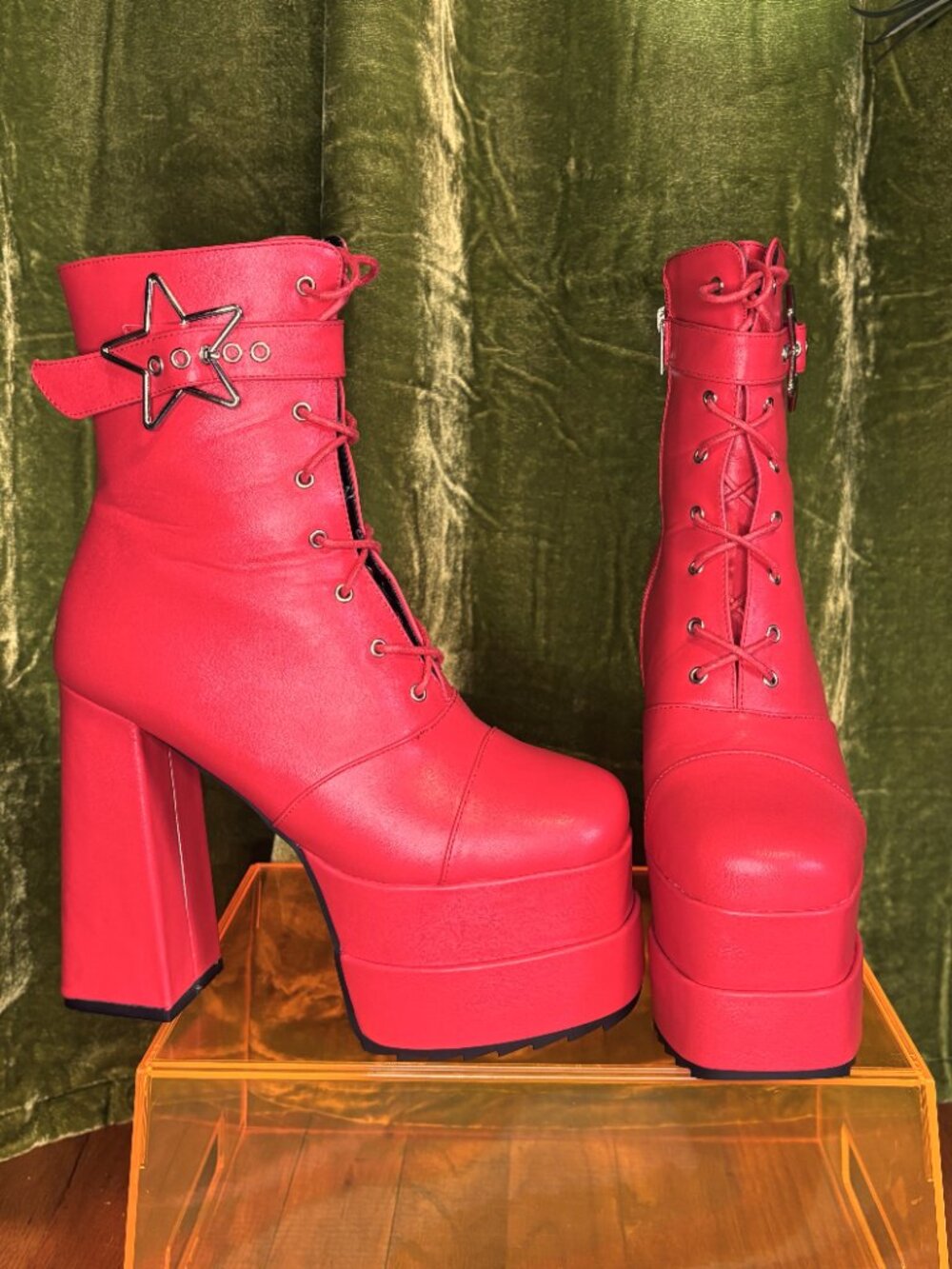 LAMODA - Brand New Famous Friend Platform RED Ankle Boots (Size 7) - Picture 2 of 5